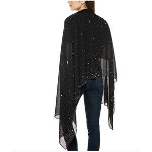 Embellished Wrap Scarf – Black – Elegant Pearl & Rhinestone Detail – NWOT